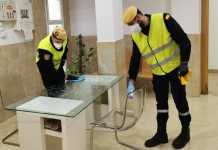 La desinfección de la residencia de Huerta Palacios, este miércoles desinfección