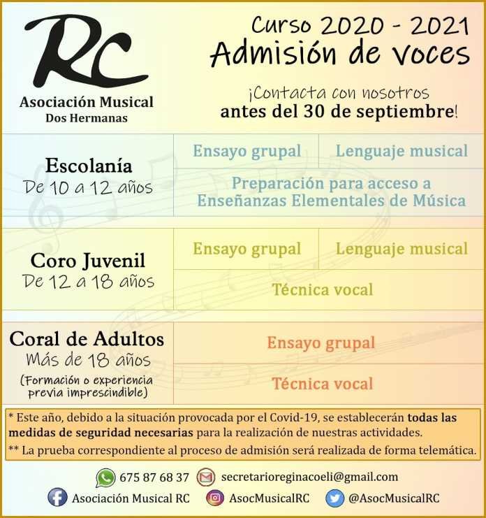 admisión de voces de la asociación musical RC admisión de voce