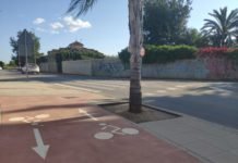 Acerado y carril bici en el vial de acceso a Las Portadas acerado y carril bici