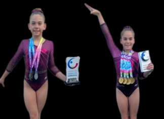 Podio nazareno en el campeonato andaluz de gimnasia artística podio