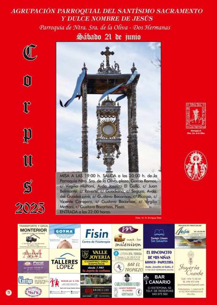 cartel corpus 2025 parroquia de la oliva dulce nombre