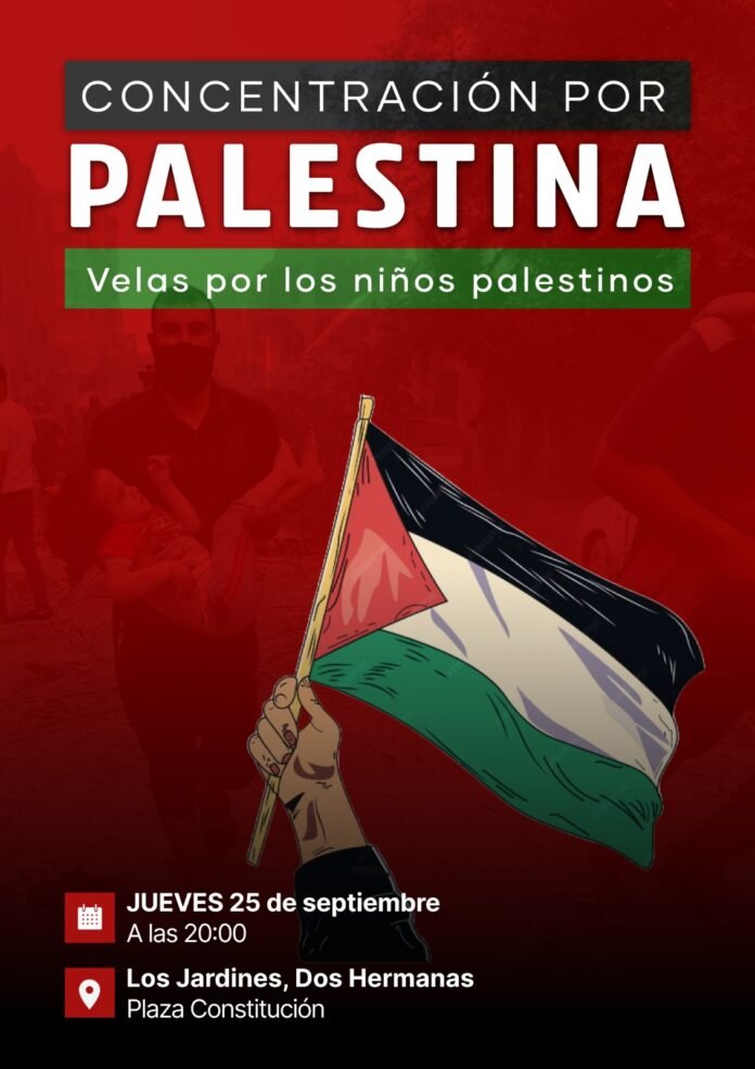 cartel concentración apoyo al pueblo palestino Velas por los niños palestinos