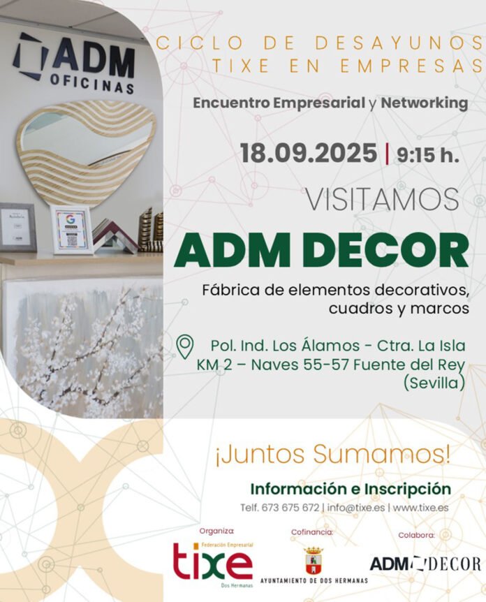 cartel desayuno en empresas de la federación empresarial tixe en adm decor primer desayuno en empresas