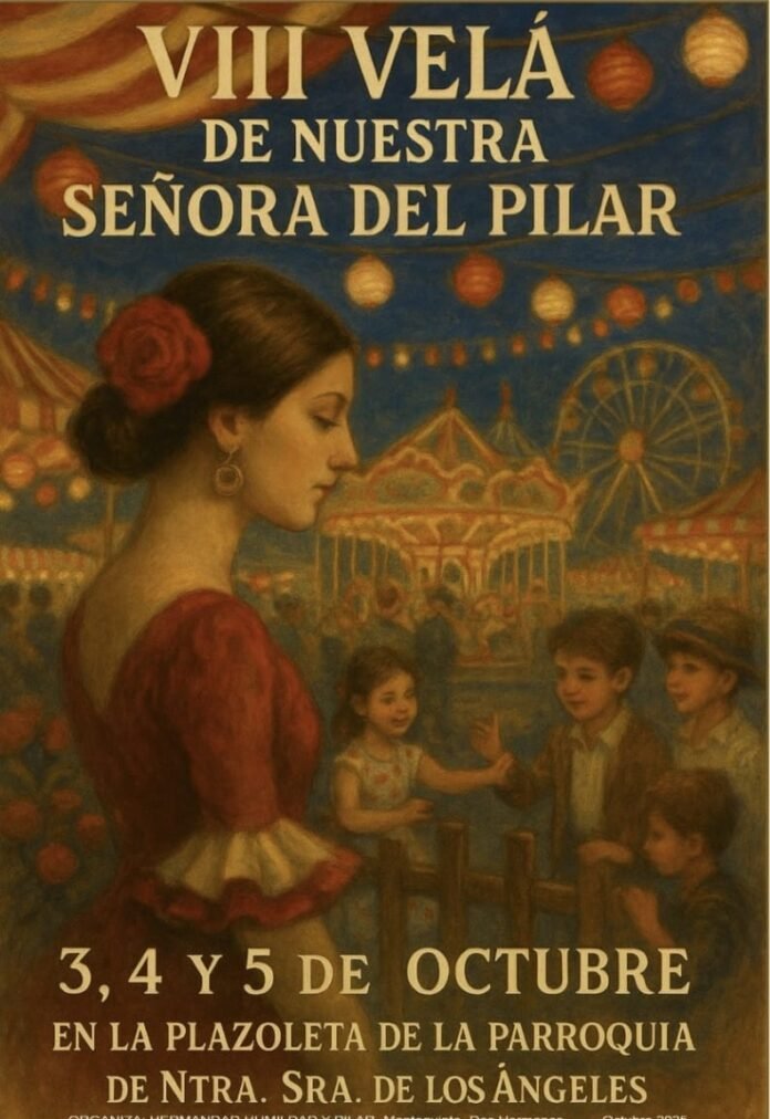cartel de la VIII velá de nuestra señora del pilar en montequinto VIII velá nuestra señora del pilar
