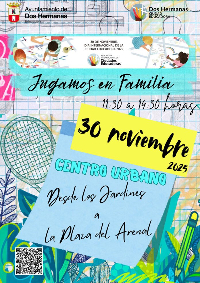 cartel de Jugamos en familia centro de dos hermanas jugamos en familia