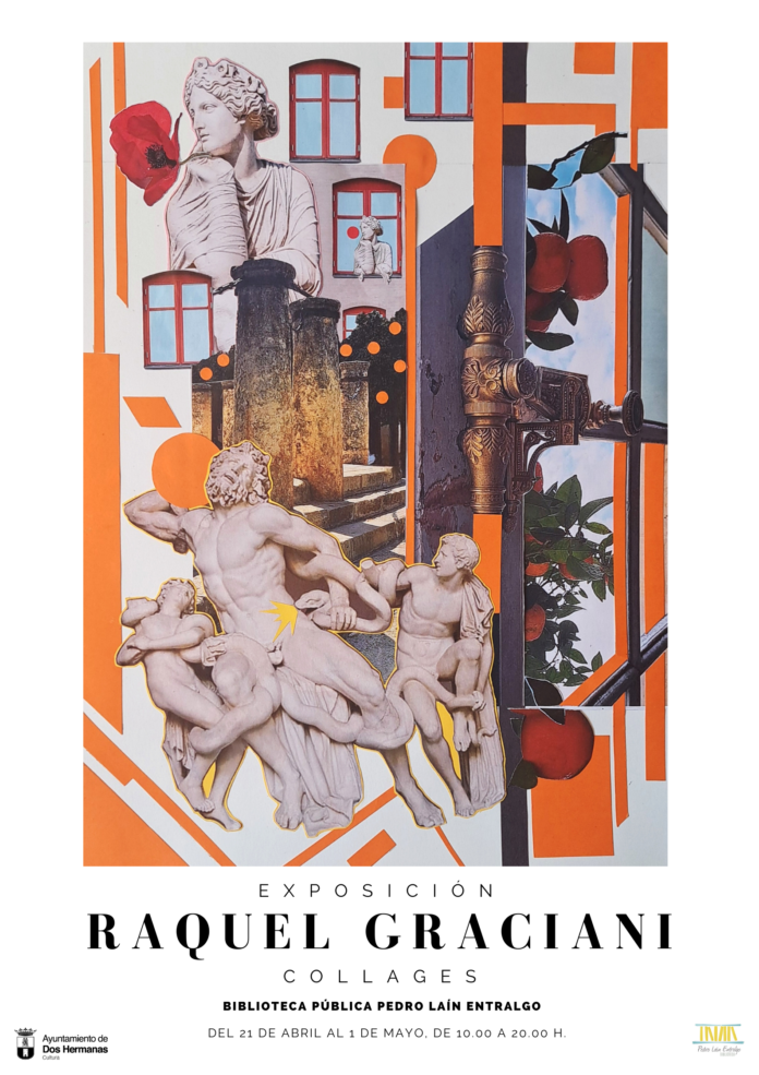 cartel exposición collages biblioteca pedro laín entralgo día del libro