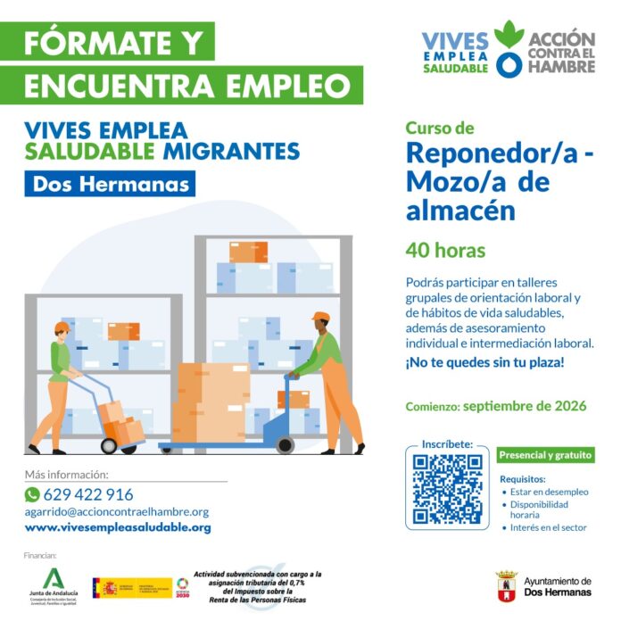 cartel curso reponedor y mozo de almacén para migrantes vives emplea ong acción contra el hambre vives emplea saludable