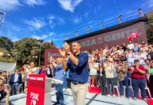La fuerza de la gente arropó a Sánchez en su primer mitin del 29N