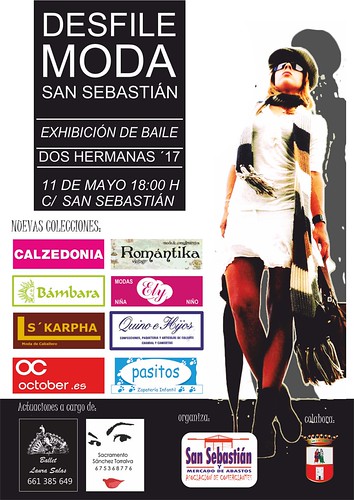 Cartel del desfile de moda y exhibición de baile en la calle San Sebastián
