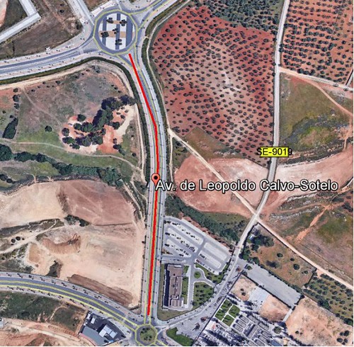 Mapa corte de tráfico de la Avenida Leopoldo Calvo Sotelo por obras de la SE-40