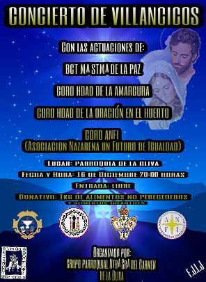 Cartel del Concierto de Navidad de La Oliva Agrupación Carmen y Vereda