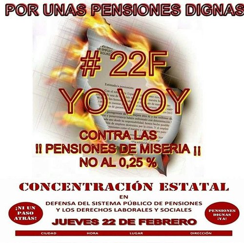 Cartel concentraciones en defensa del sistema público de pensiones