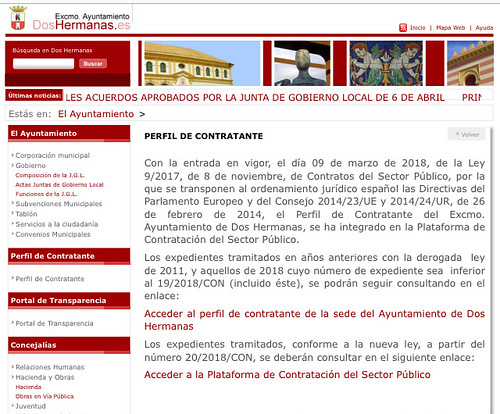 Perfil del Contratante de la web del Ayuntamiento