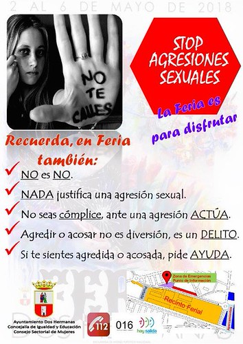 Cartel contra las agresiones sexuales en la Feria de la Delegación de Igualdad