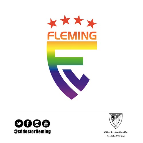 Nuevo logo del C.D. Dr. Fleming con loos colores del arcoiris