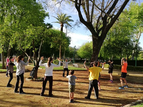 Clase de artes marciales al aire libre por el Día Mundial del tai chi